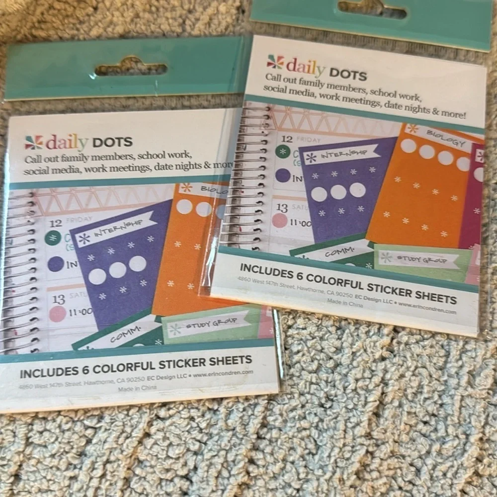Erin Condren 2 pkgs of NEW “daily Dots” - 216 Designer Dots Each pkg